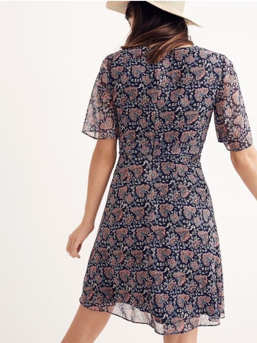 Madewell Orchard Flutter Sleeve Dress in Fan Floral Mix Size 8 - Picture 2 of 10